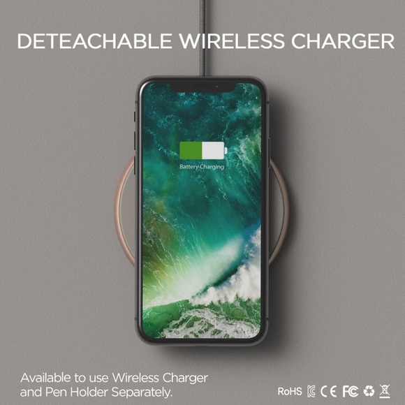 Wireless Charger w/ Storage and Rose Gold Accents - Picture 4 of 4